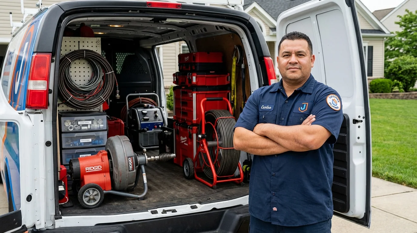 Professional drain cleaning equipment and Johns Plumbing LLC plumber in Corydon